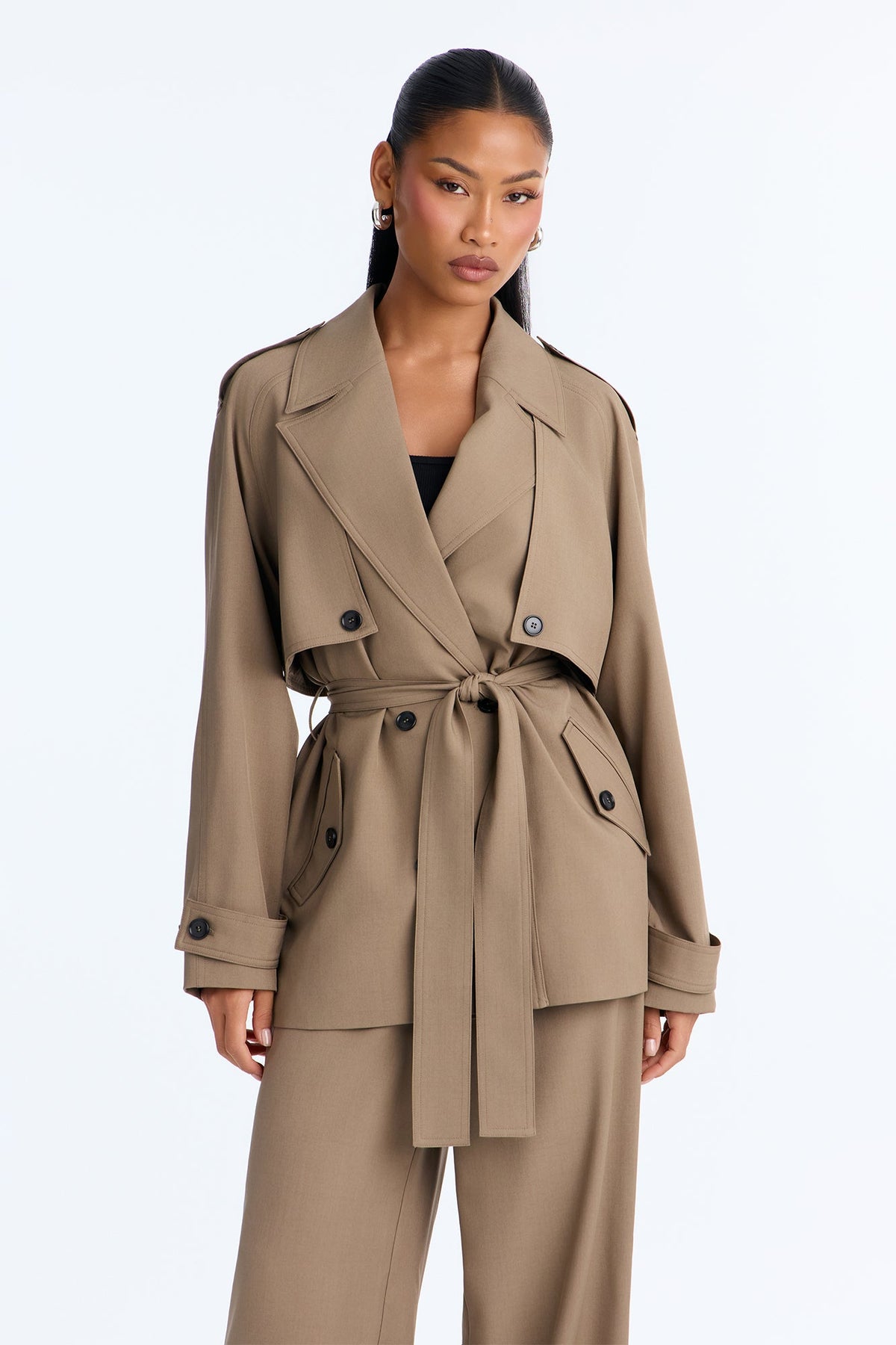 Trenched Muse Pant Set - Taupe