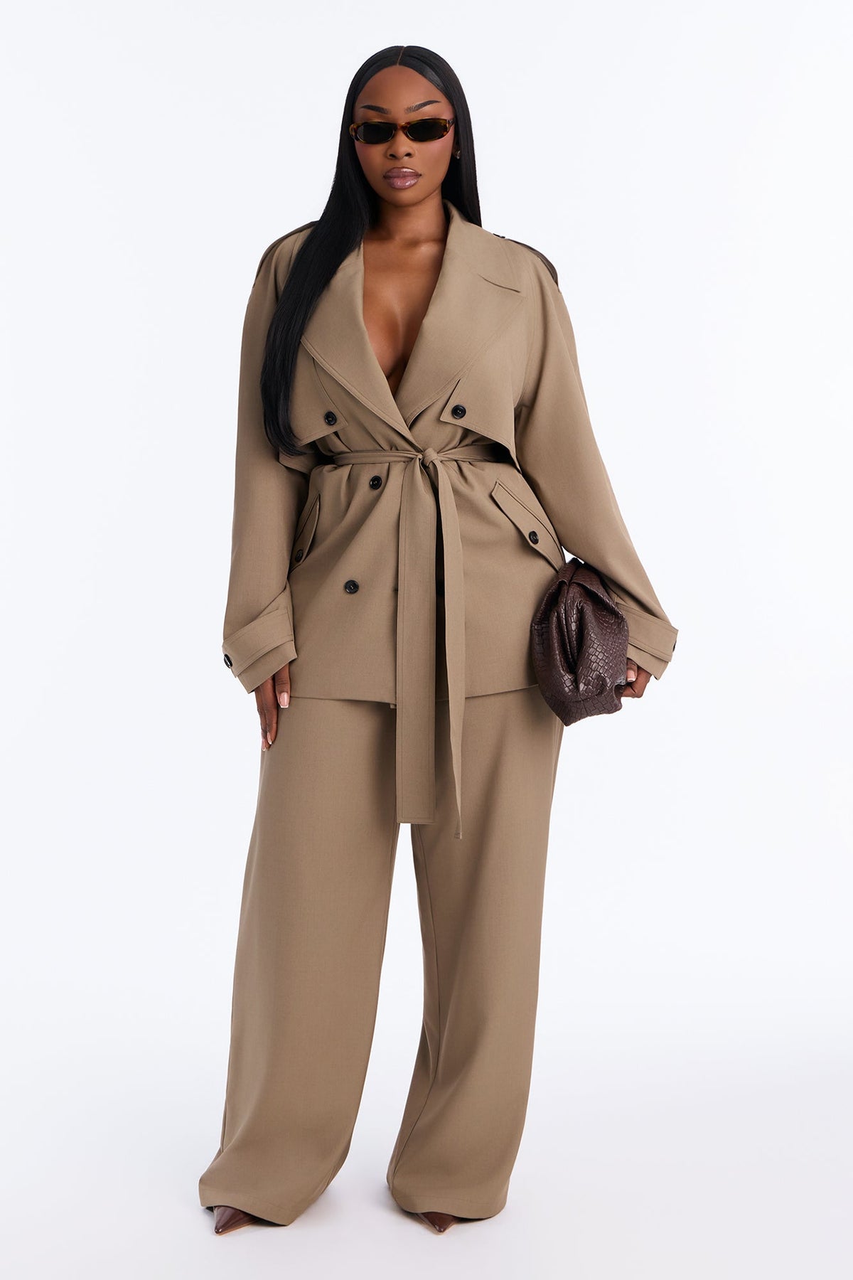 Trenched Muse Pant Set - Taupe
