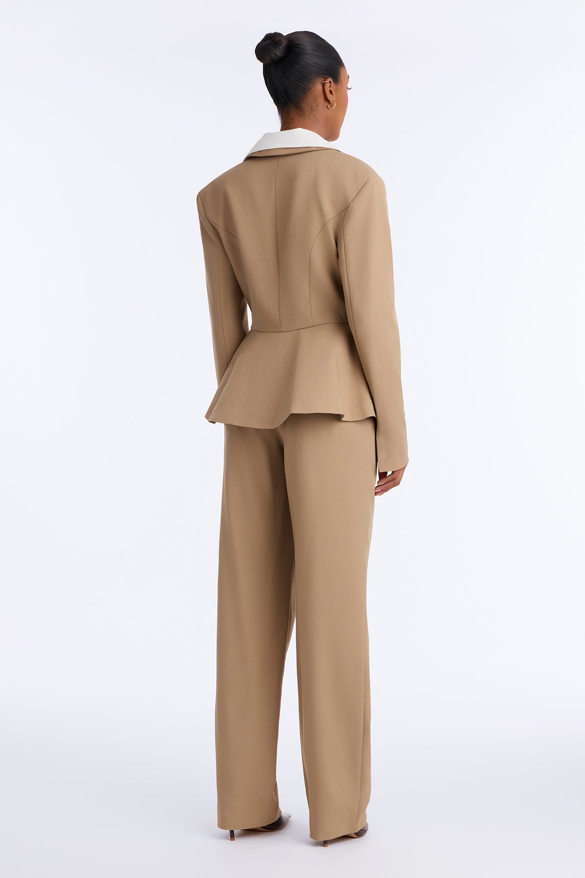 Zoe Contrast Blazer Pant Set - Taupe