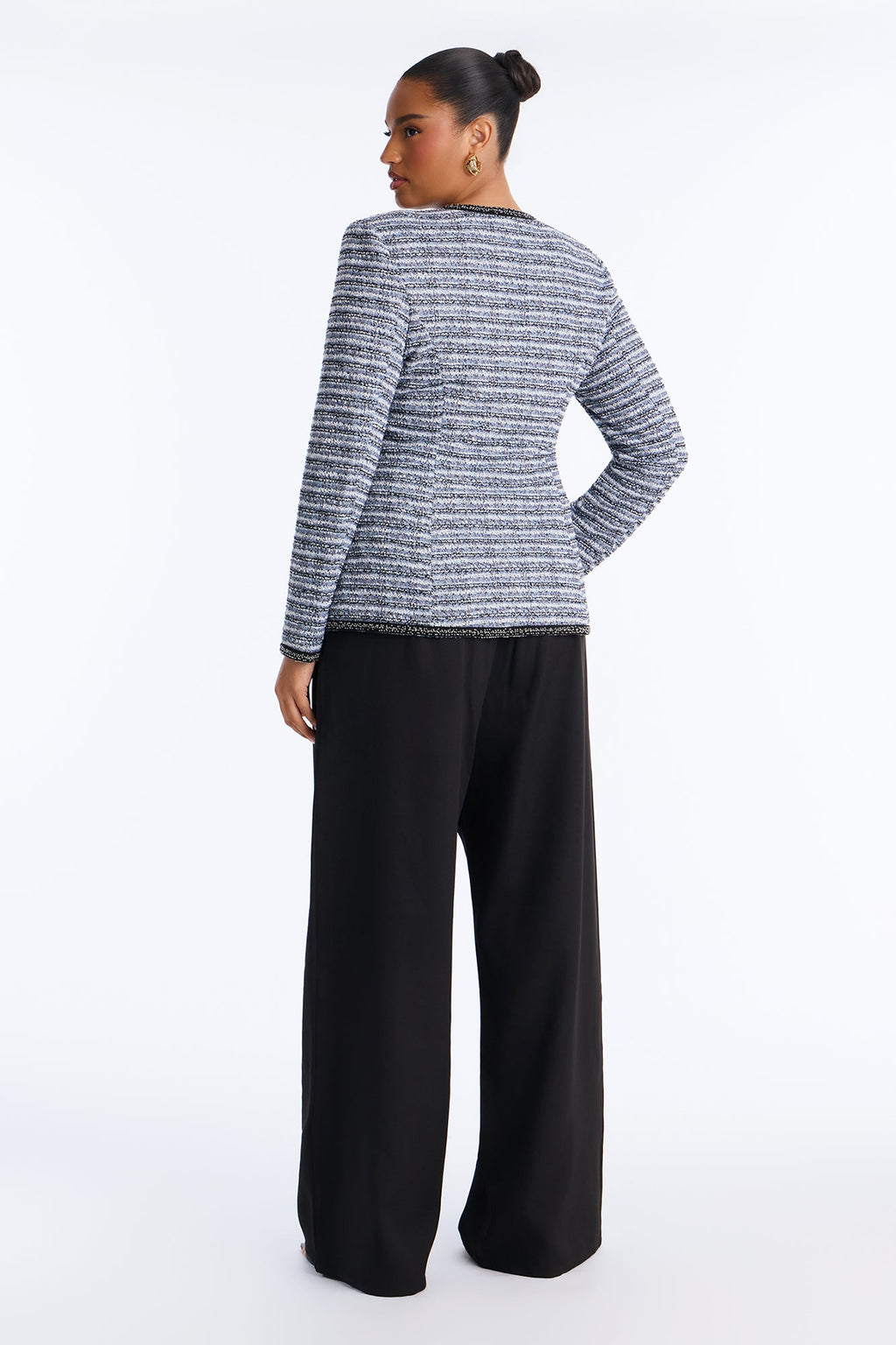 Chantel Tweed Blazer Pant Set - Blue/combo