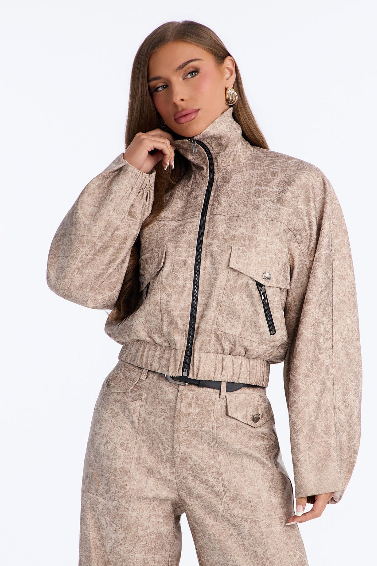 In Disguise Washed Belted Pant Set - Stone