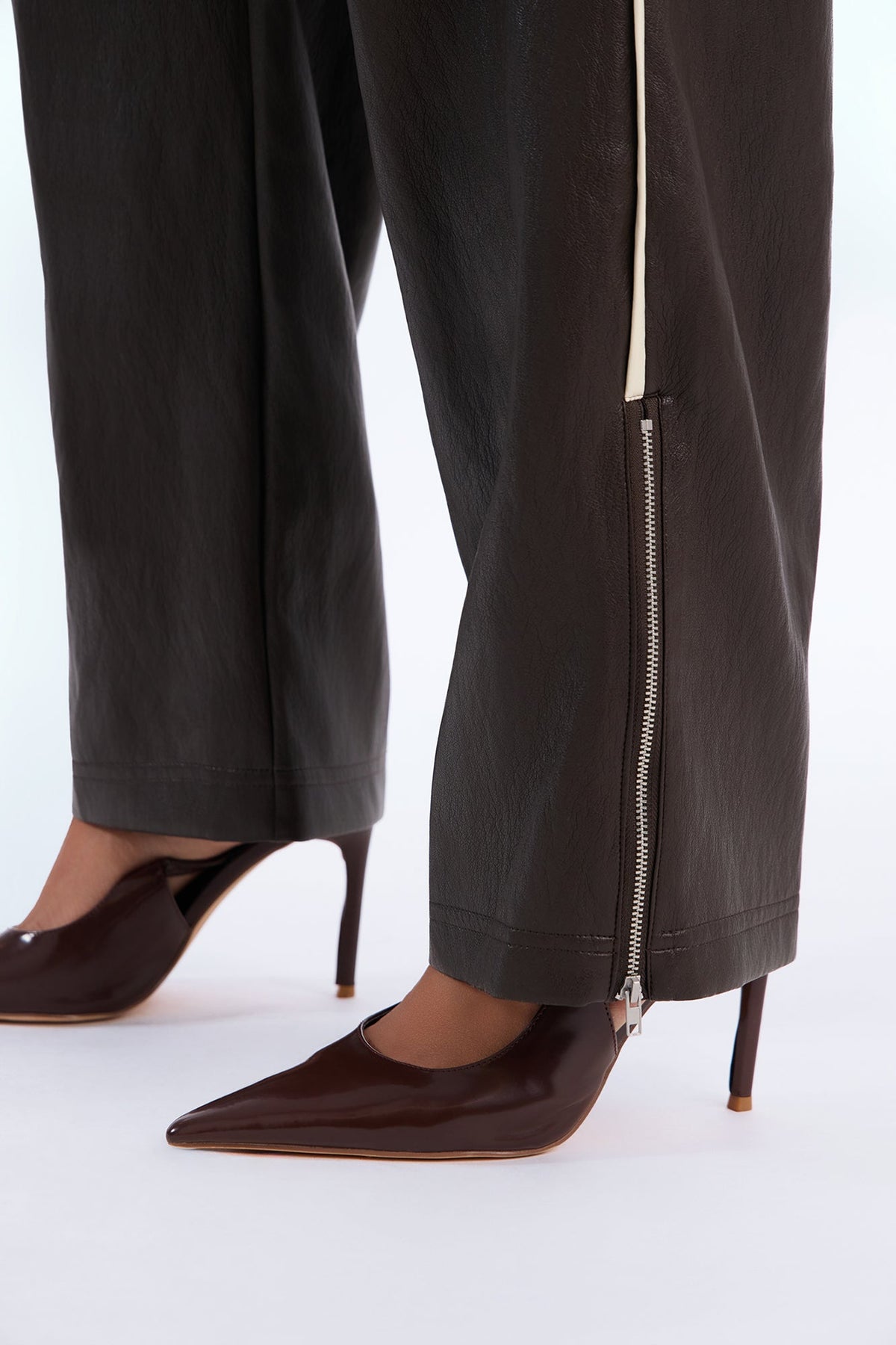 Miranda Faux Leather Pant Set - Brown