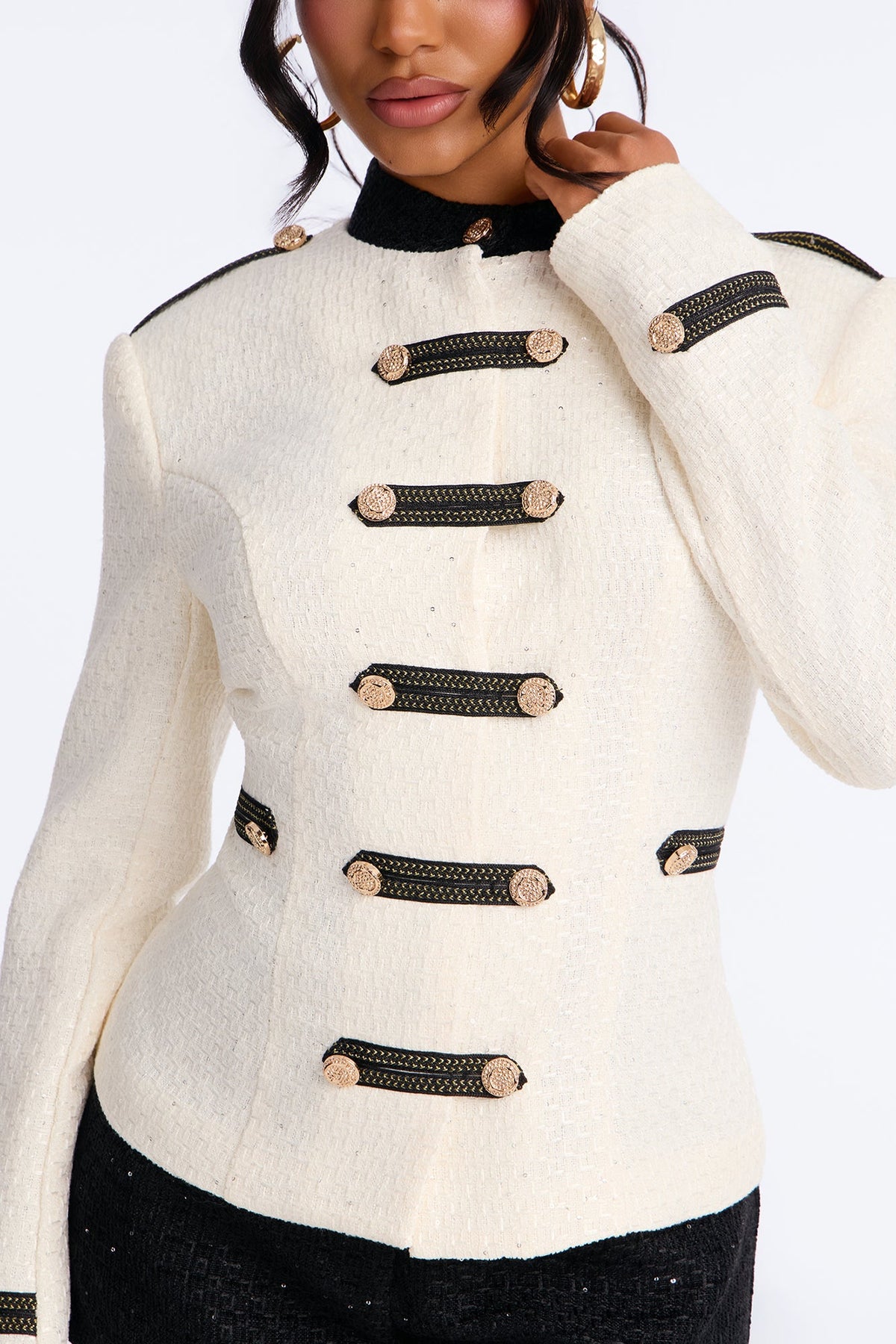 Frankie Tweed Fitted Button Short Set - Cream/combo