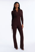 Kit Lace Up Sweater Pant Set - Chocolate