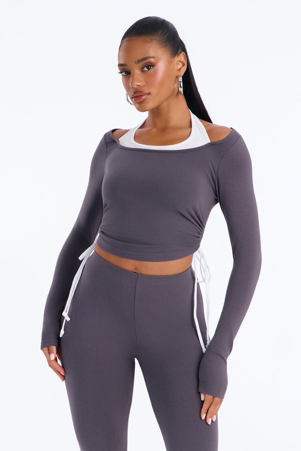 Out Of Time Layered Capri Set - Charcoal