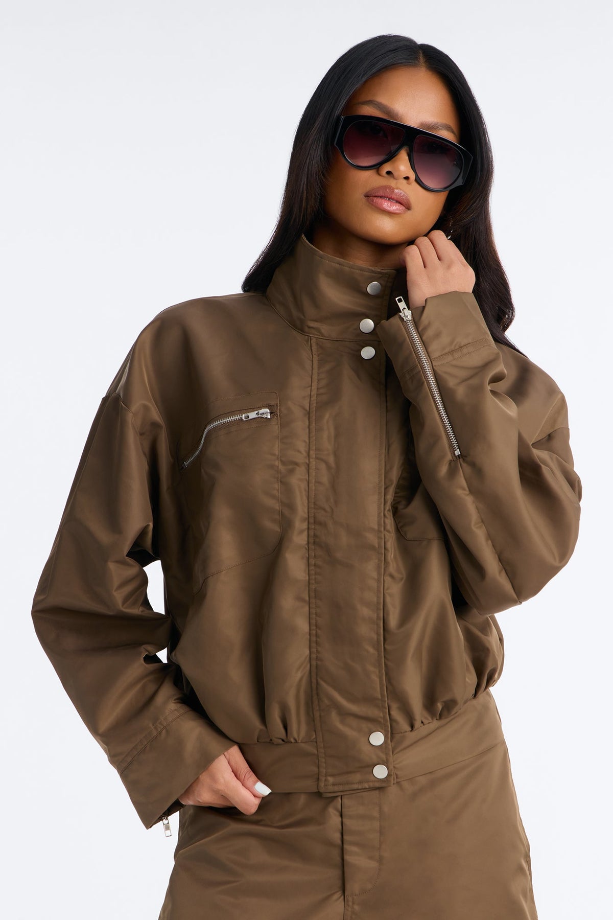 Anaya Bomber Bermuda Short Set - Olive