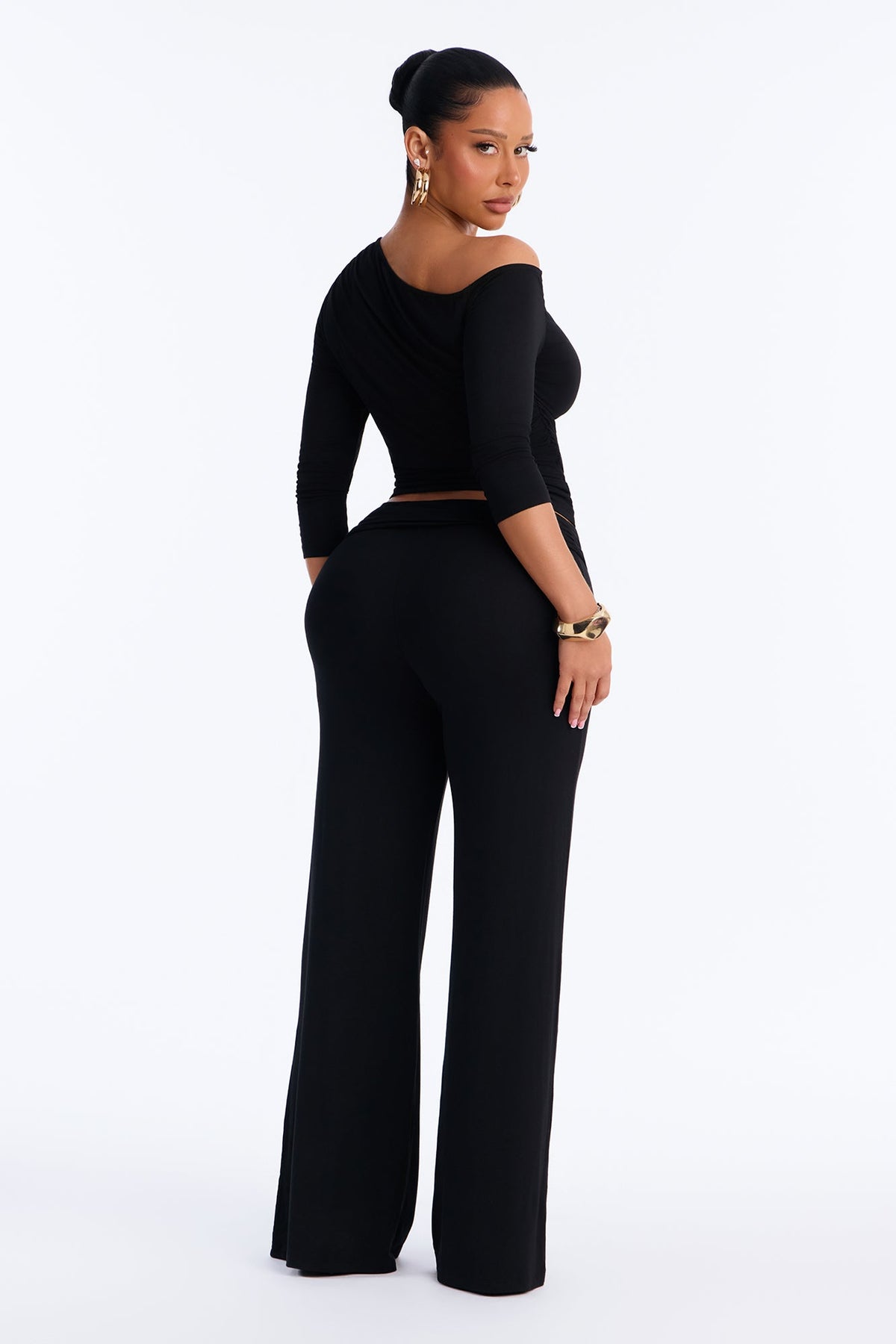 Caroline 3/4 Sleeve Pant Set - Black
