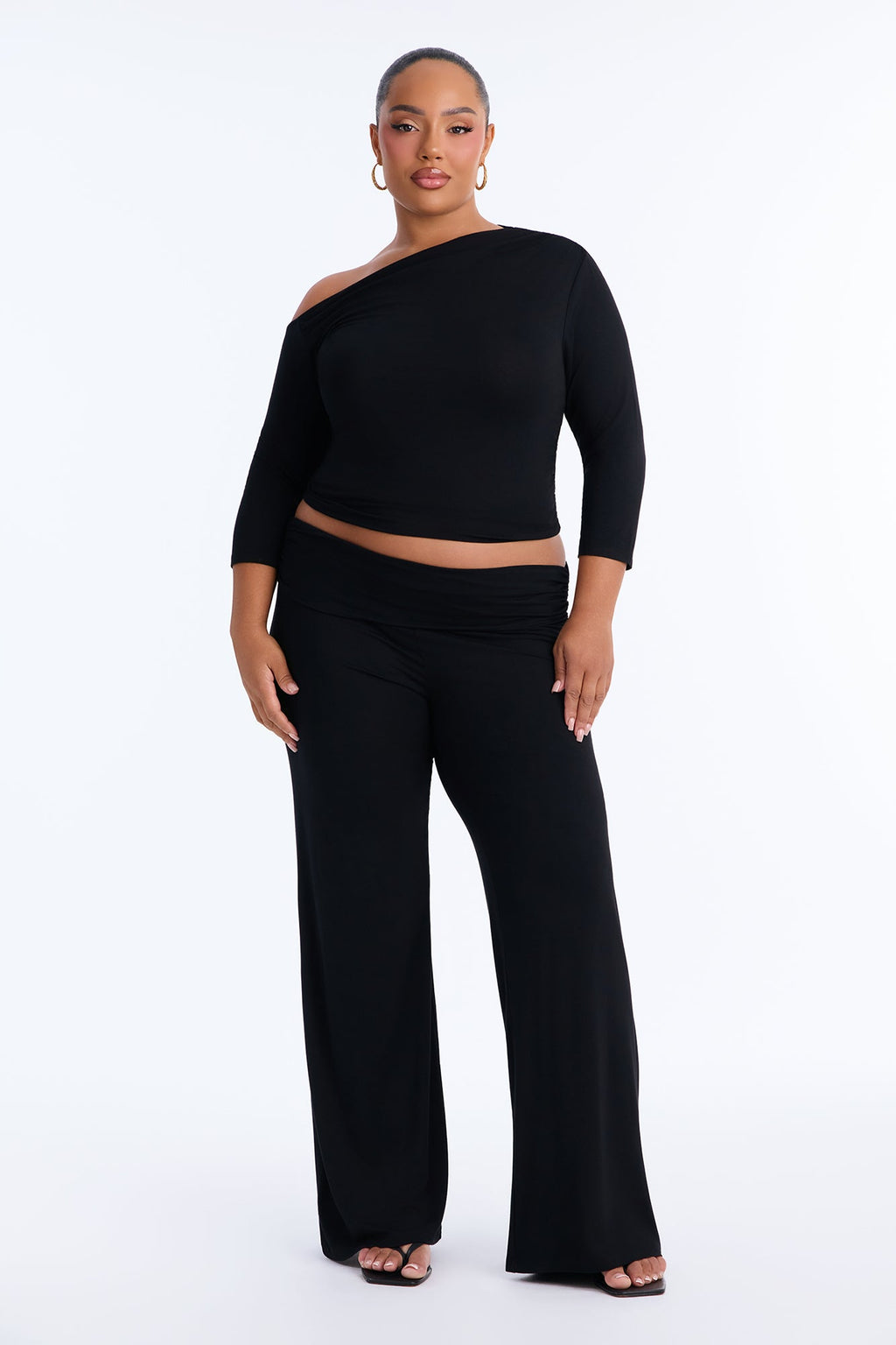Caroline 3/4 Sleeve Pant Set - Black