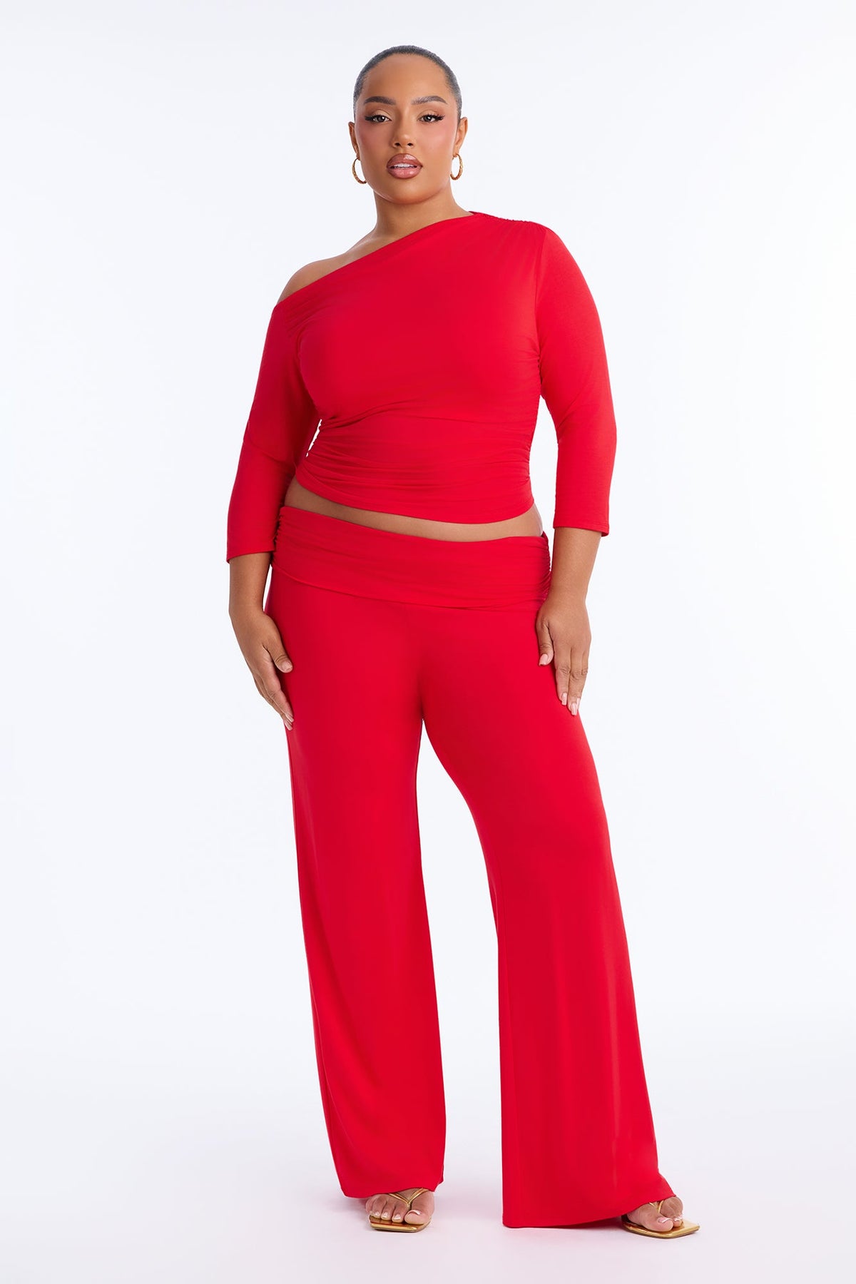 Caroline 3/4 Sleeve Pant Set - Red