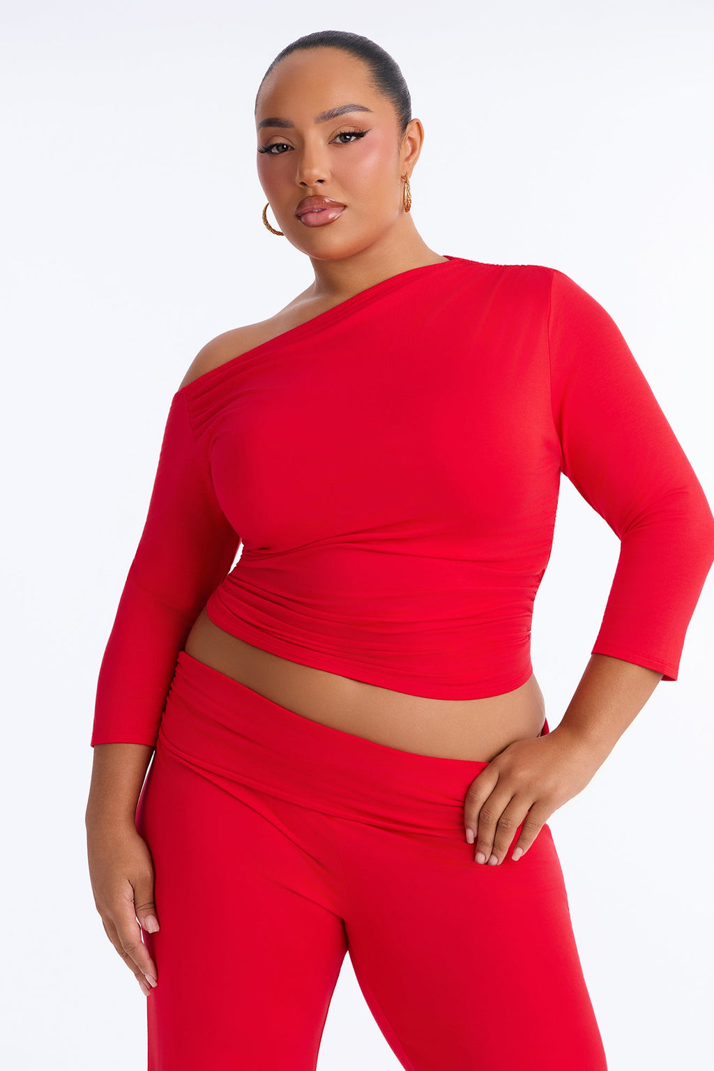 Caroline 3/4 Sleeve Pant Set - Red