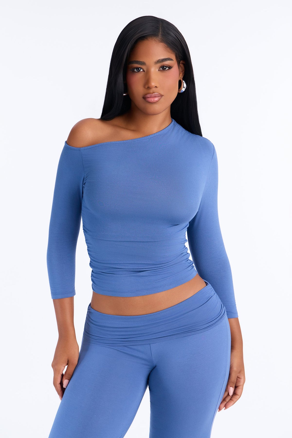 Caroline 3/4 Sleeve Pant Set - Slate Blue