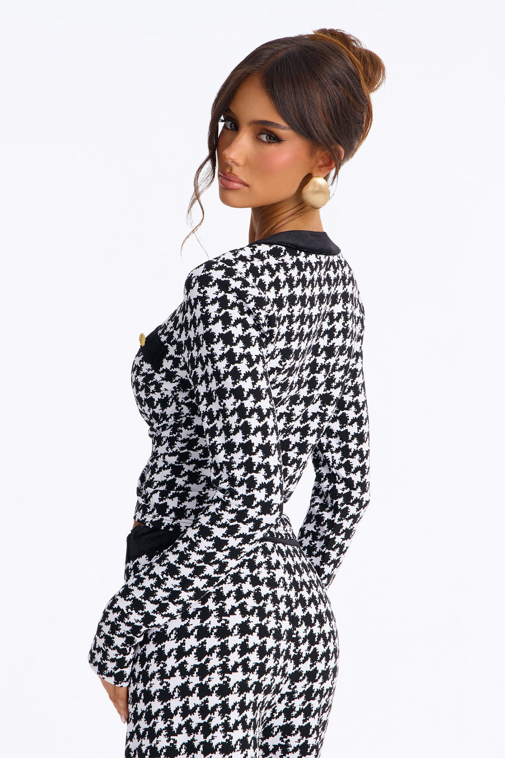 Maria Houndstooth Pant Set - Black/White