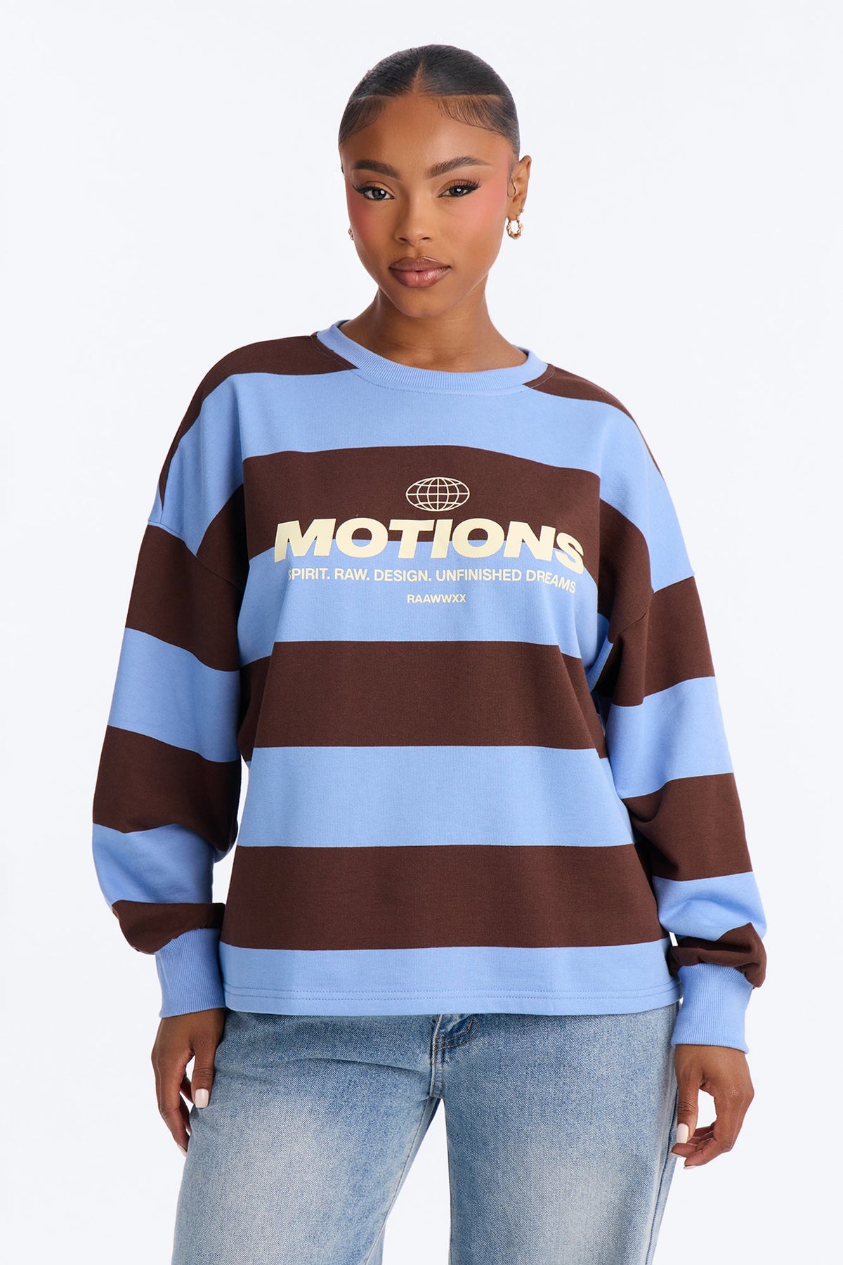 Motions Striped Oversized Tee - Blue/combo