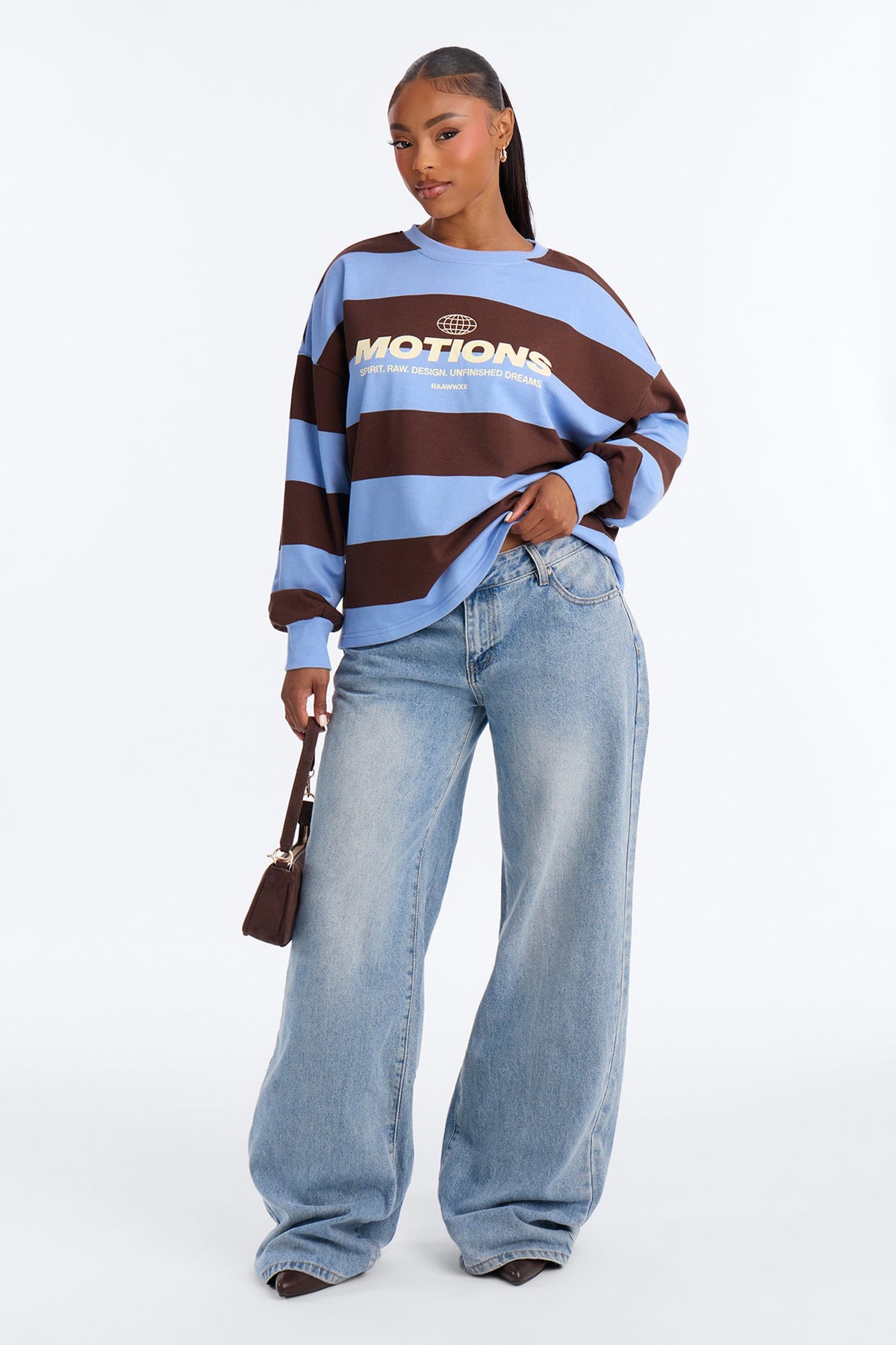 Motions Striped Oversized Tee - Blue/combo