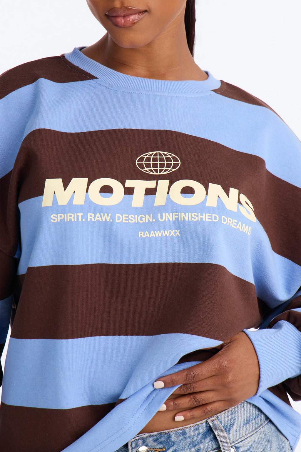Motions Striped Oversized Tee - Blue/combo