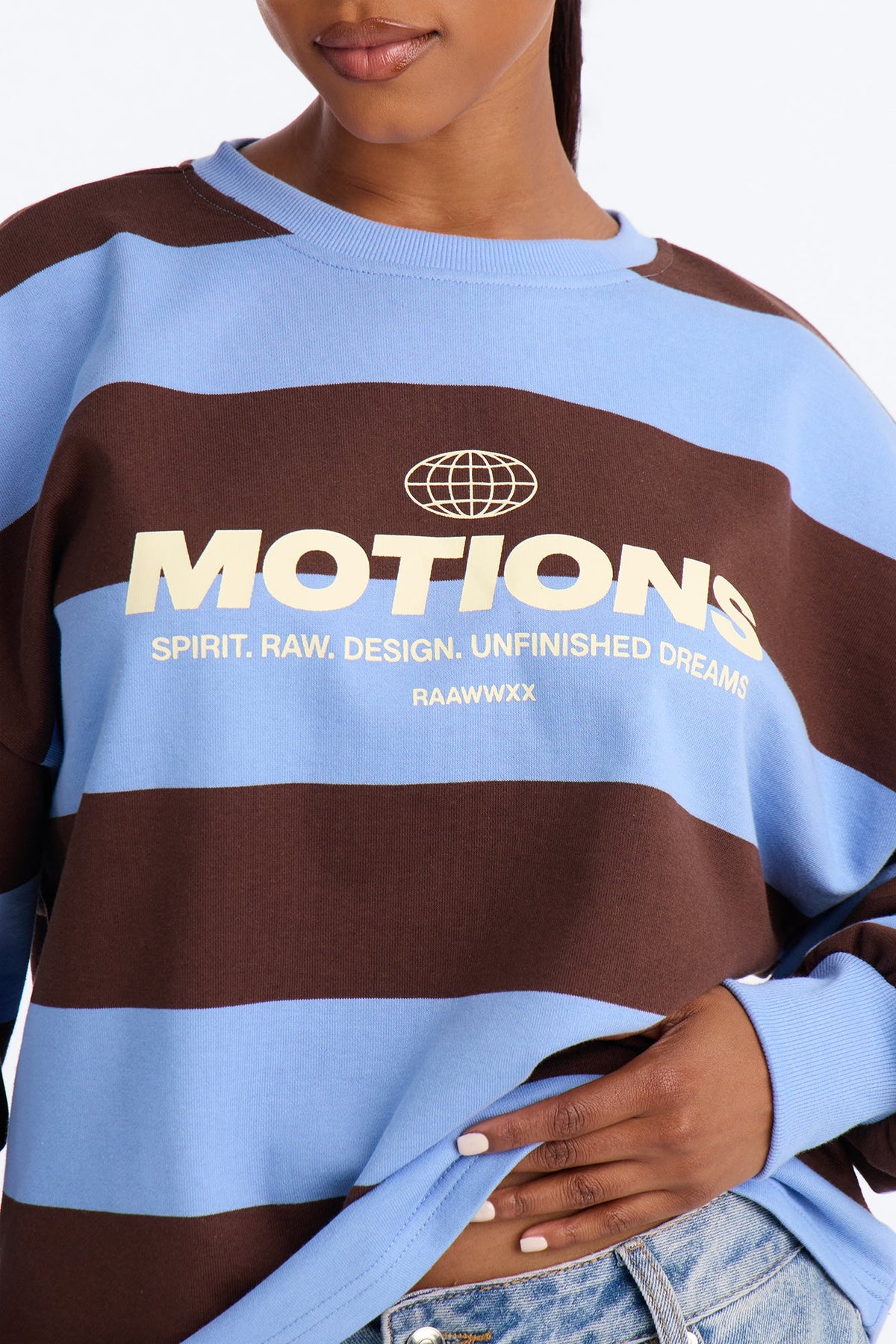 Motions Striped Oversized Tee - Blue/combo
