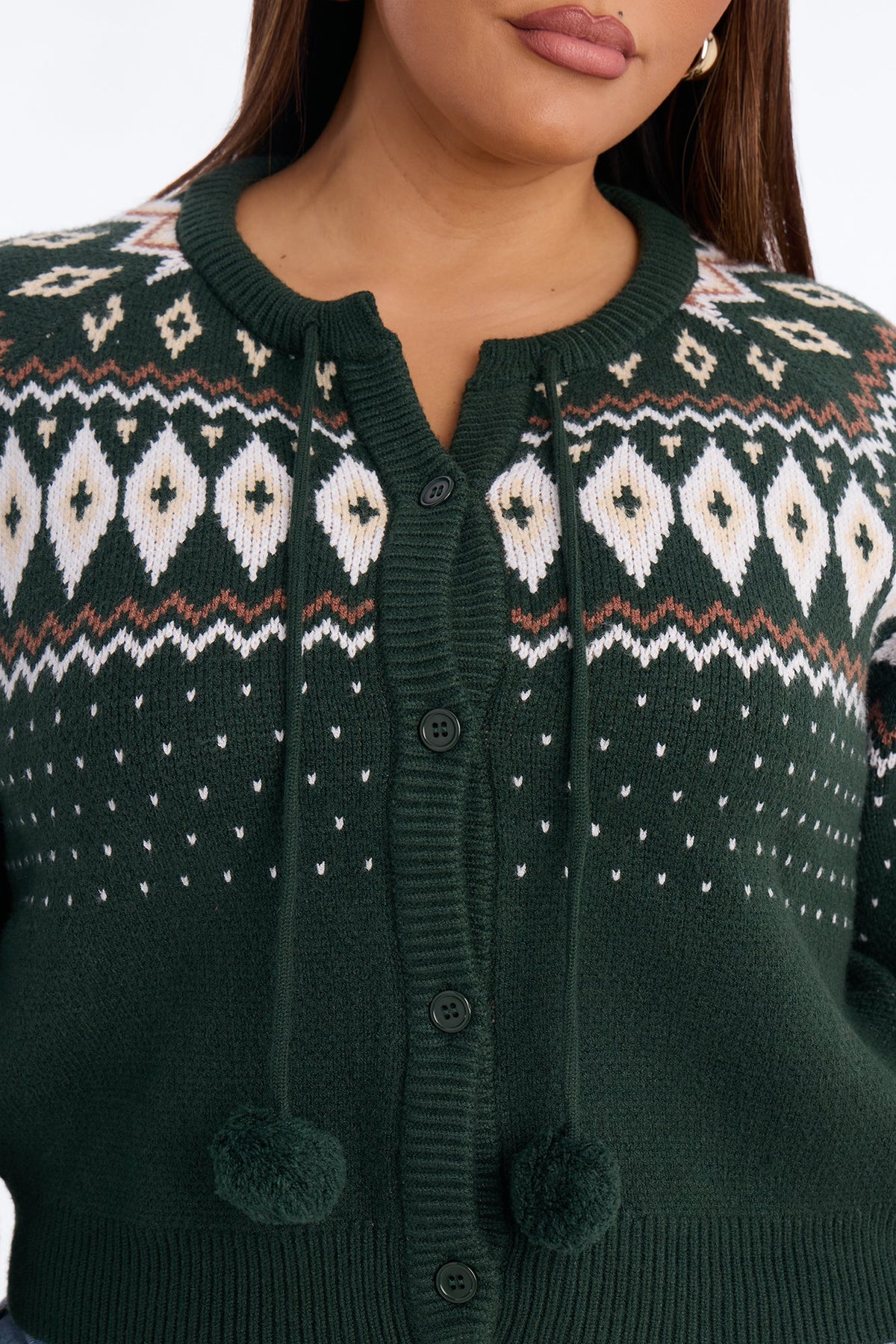 Frosted Pines Fair Isle Cardigan - Green/combo