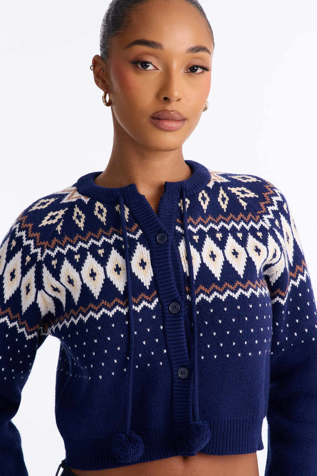 Frosted Pines Fair Isle Cardigan - Navy/combo