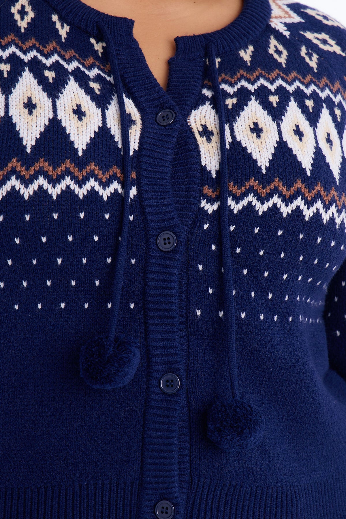 Frosted Pines Fair Isle Cardigan - Navy/combo
