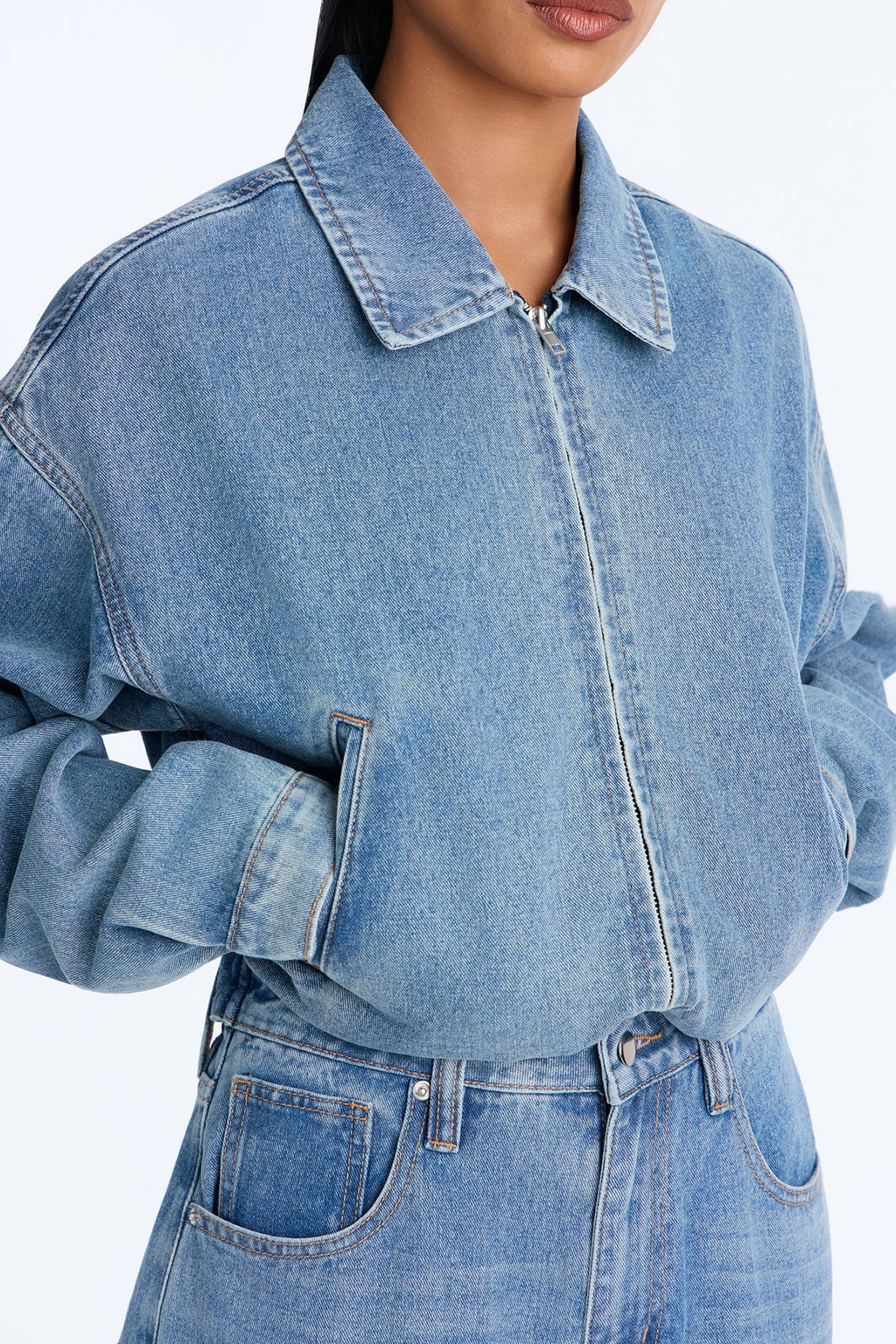 Carrie Denim Pant Set - Medium Wash