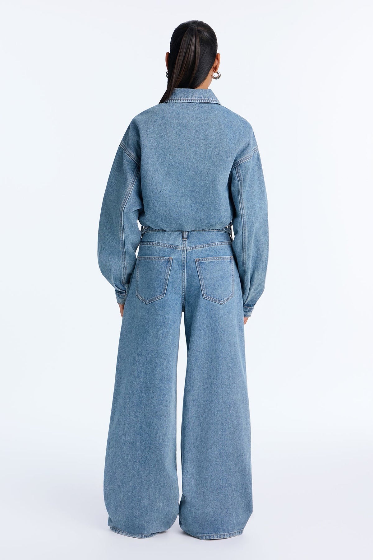 Carrie Denim Pant Set - Medium Wash