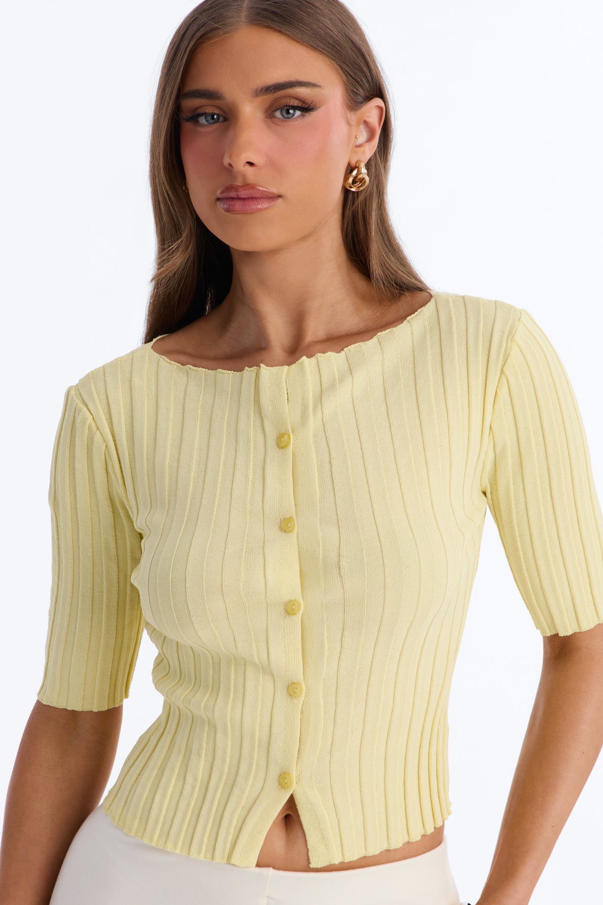 Kenny Short Sleeve Sweater Top - Butter Yellow