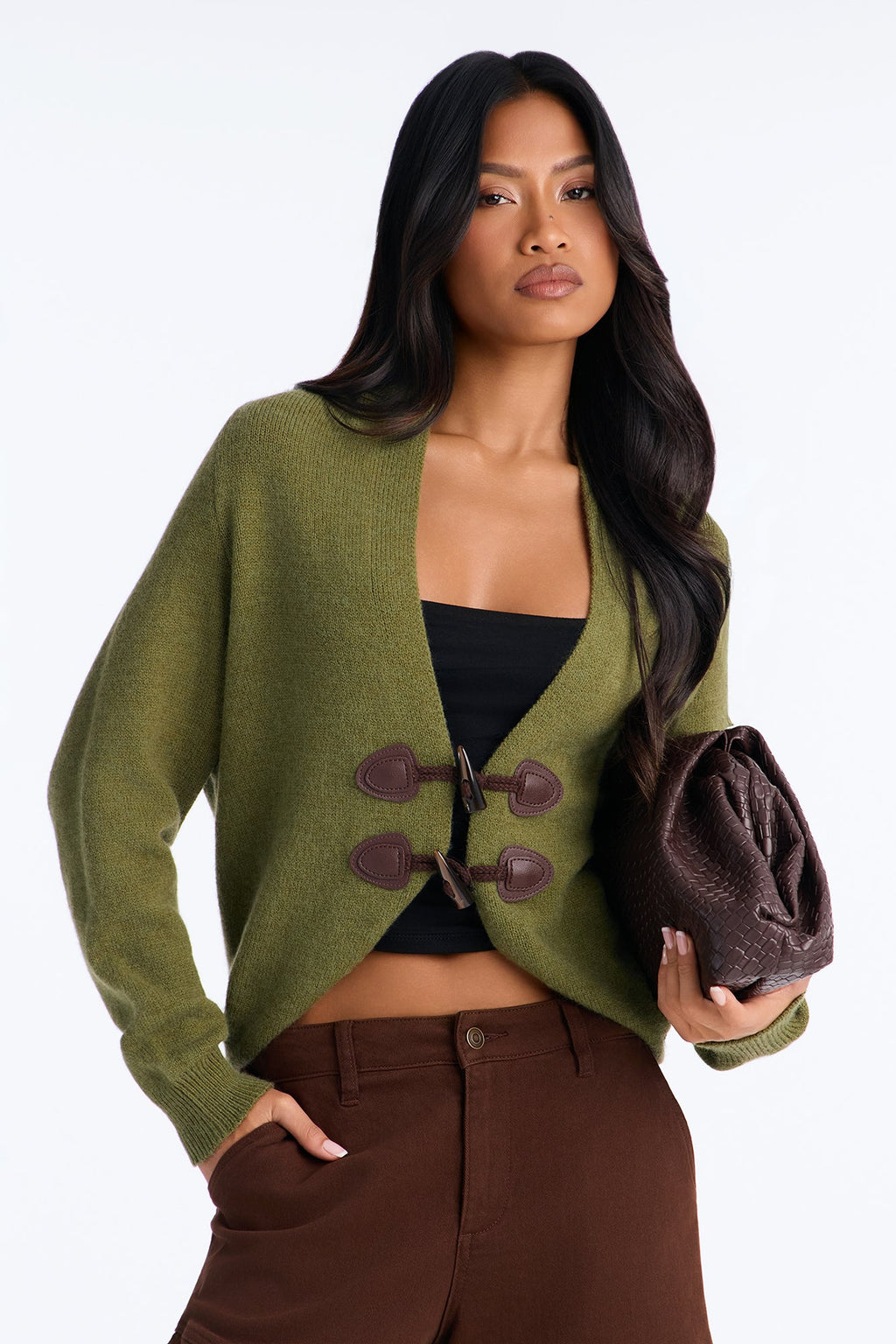 Crisp Winds Toggle Button Cardigan - Olive