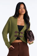 Crisp Winds Toggle Button Cardigan - Olive
