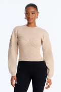 Hottest Aura Long Sleeve Pullover Sweater - Sand