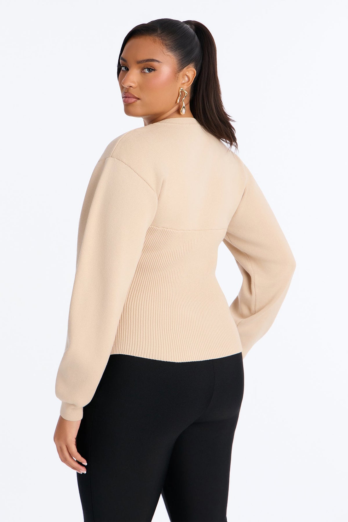 Hottest Aura Long Sleeve Pullover Sweater - Sand
