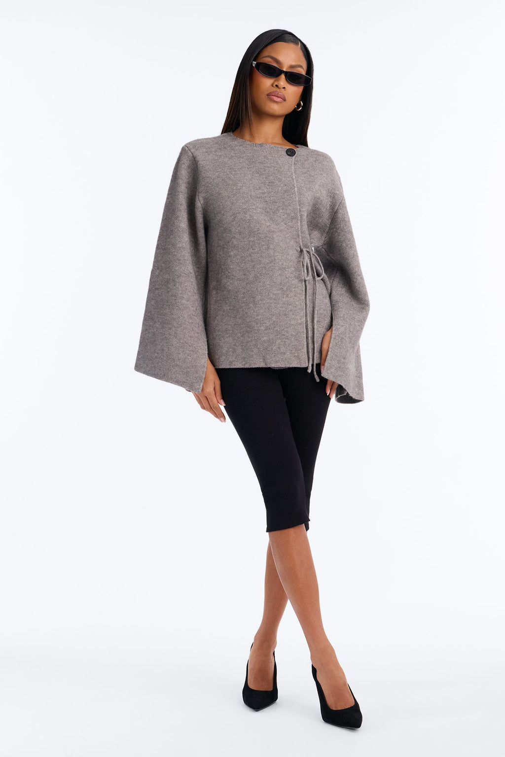 High Expectations Tie Waist Cardigan - Grey