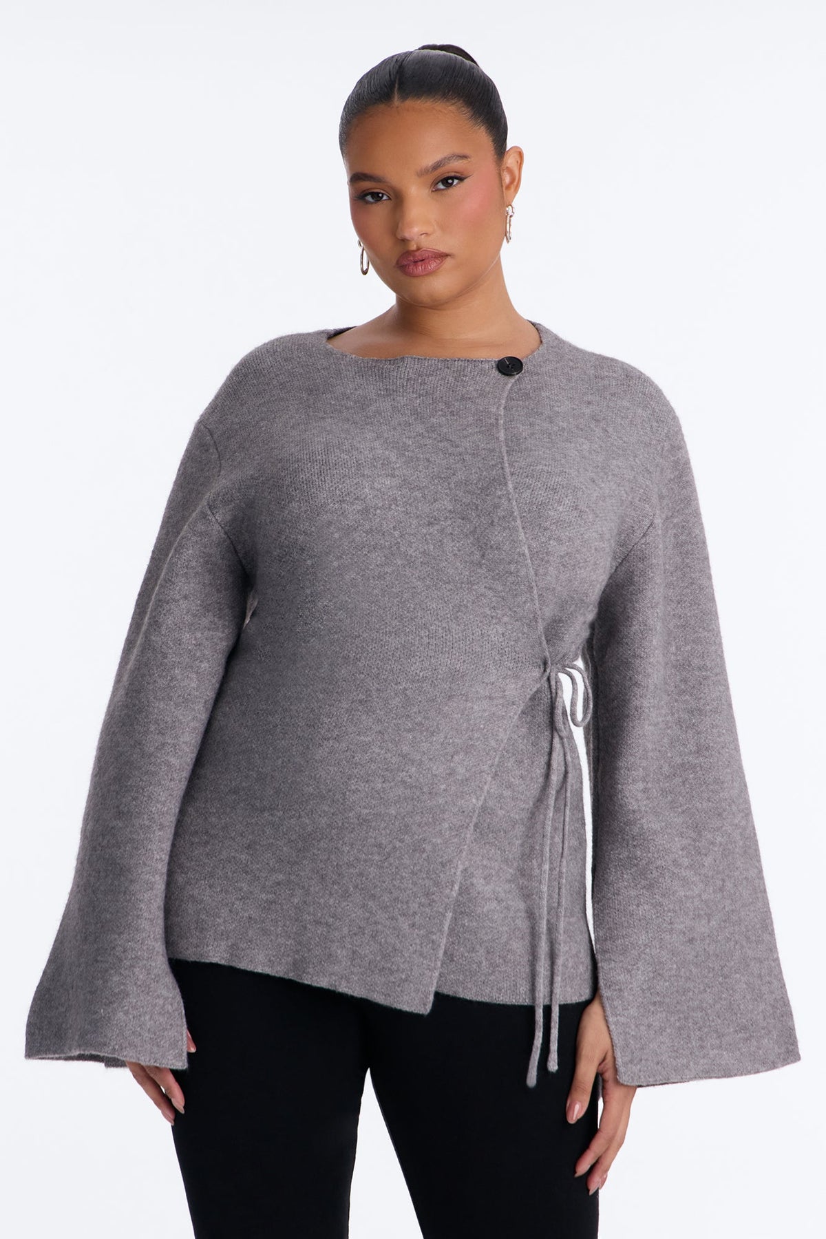 High Expectations Tie Waist Cardigan - Grey