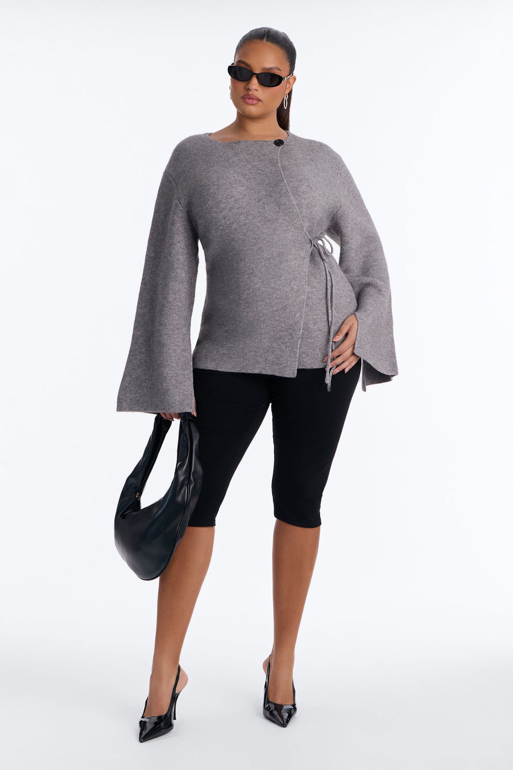 High Expectations Tie Waist Cardigan - Grey