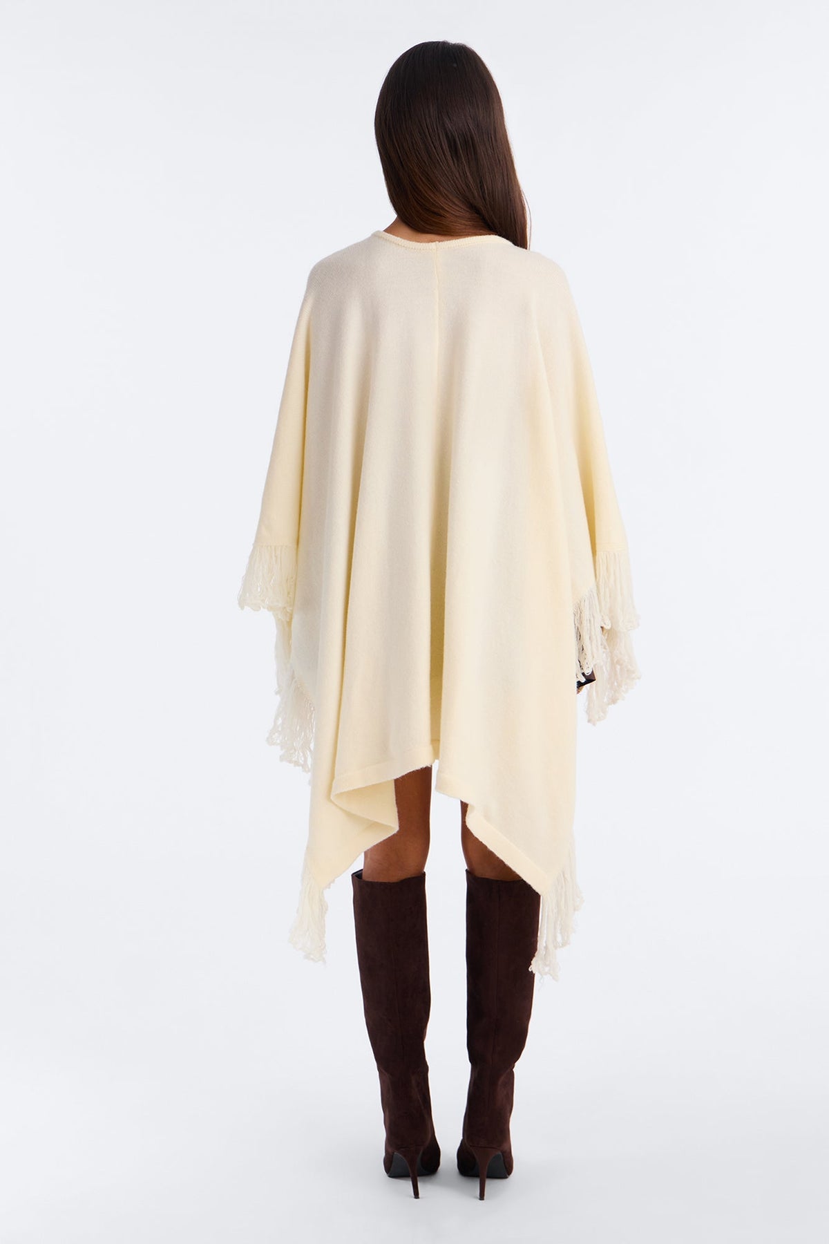 Cozy Cutie Fringe Poncho Sweater - Cream