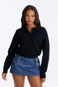 Subtle Finish Pullover Sweater - Black