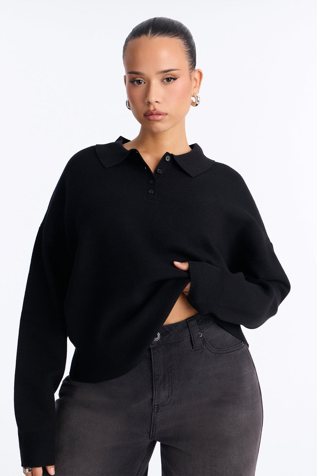 Subtle Finish Pullover Sweater - Black