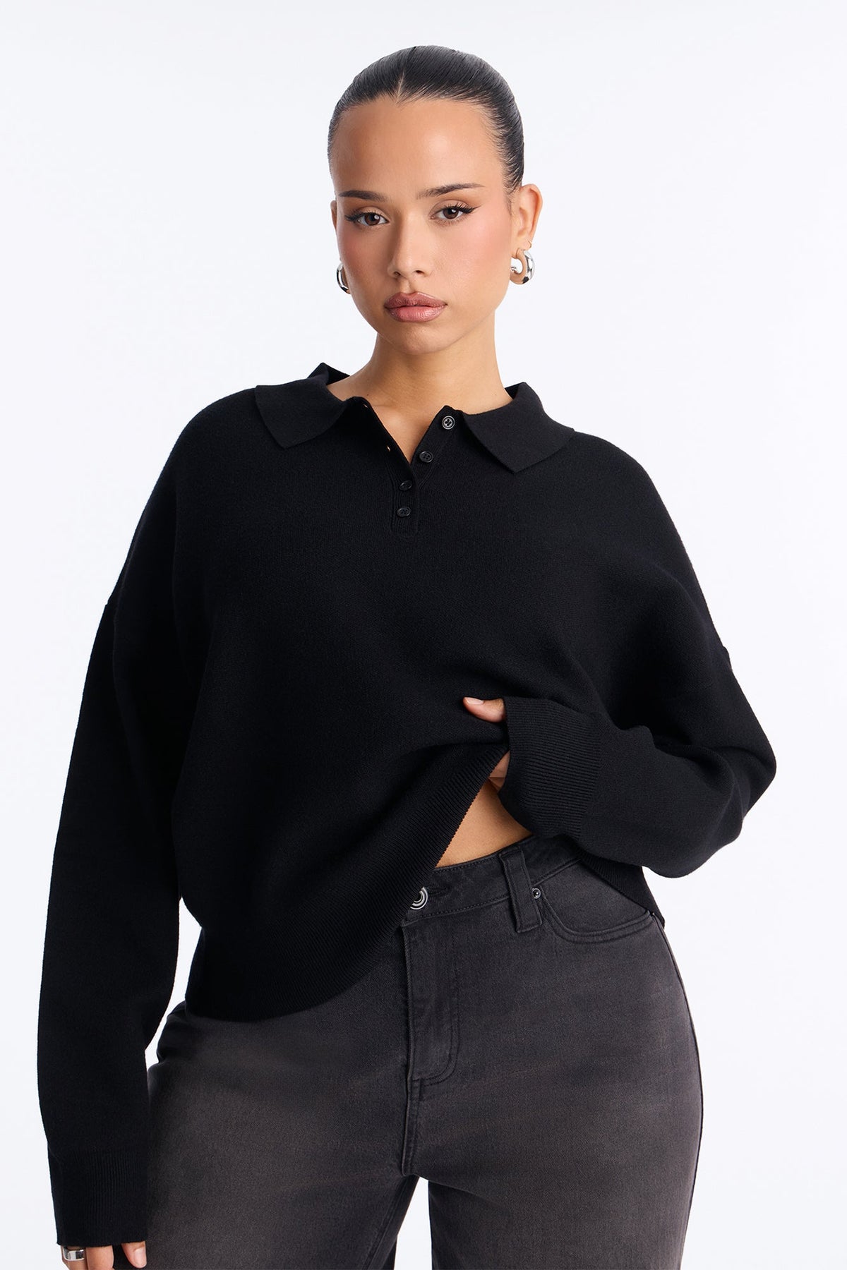 Subtle Finish Pullover Sweater - Black