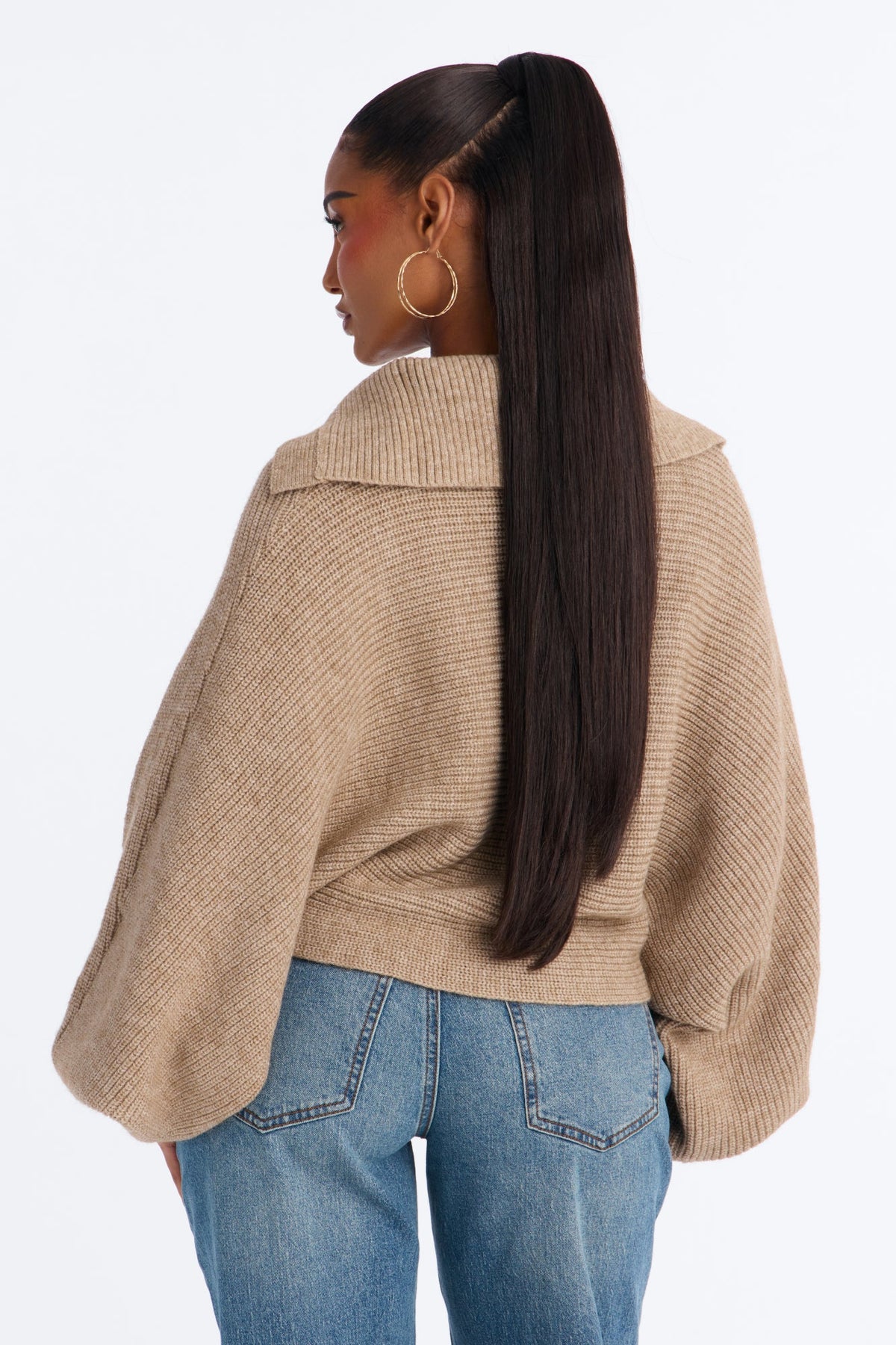 Mellow Breeze Pullover Collared Sweater - Taupe