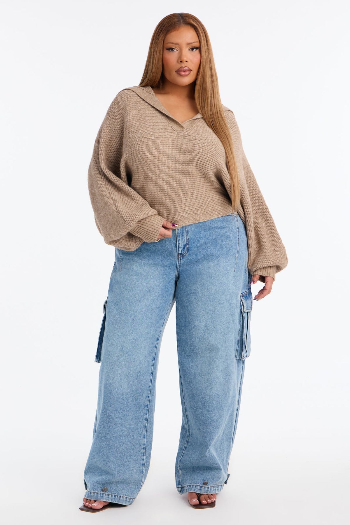Mellow Breeze Pullover Collared Sweater - Taupe