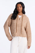 Shayleen Hooded Zip Up Sweater - Camel