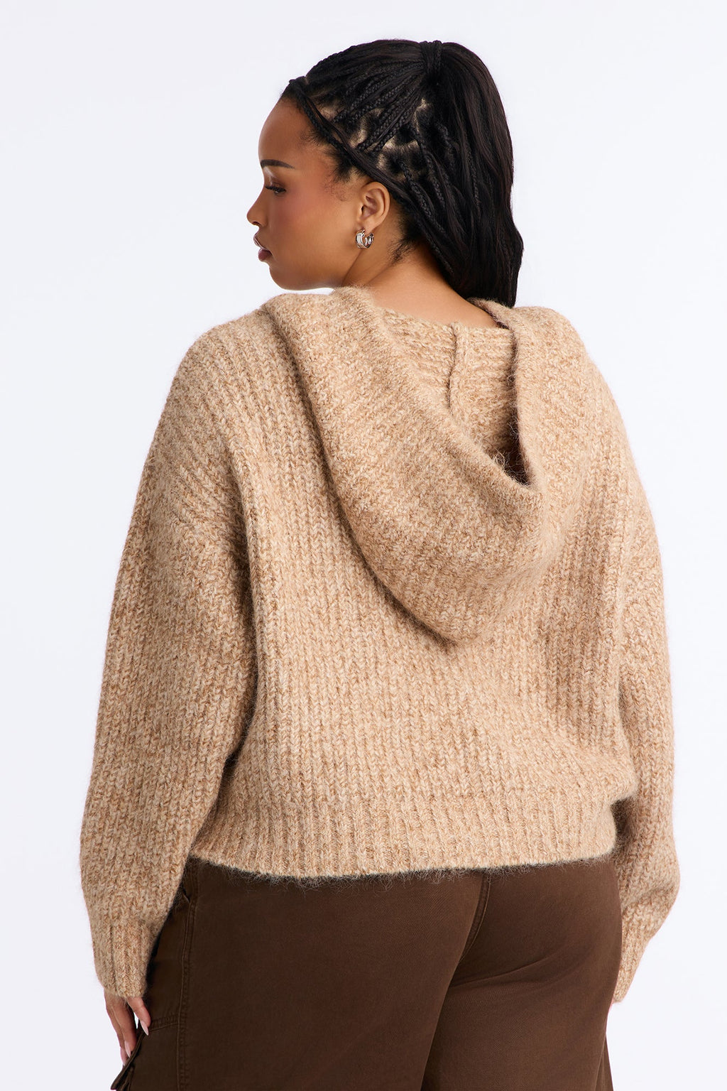 Shayleen Hooded Zip Up Sweater - Camel