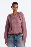 Shayleen Hooded Zip Up Sweater - Plum
