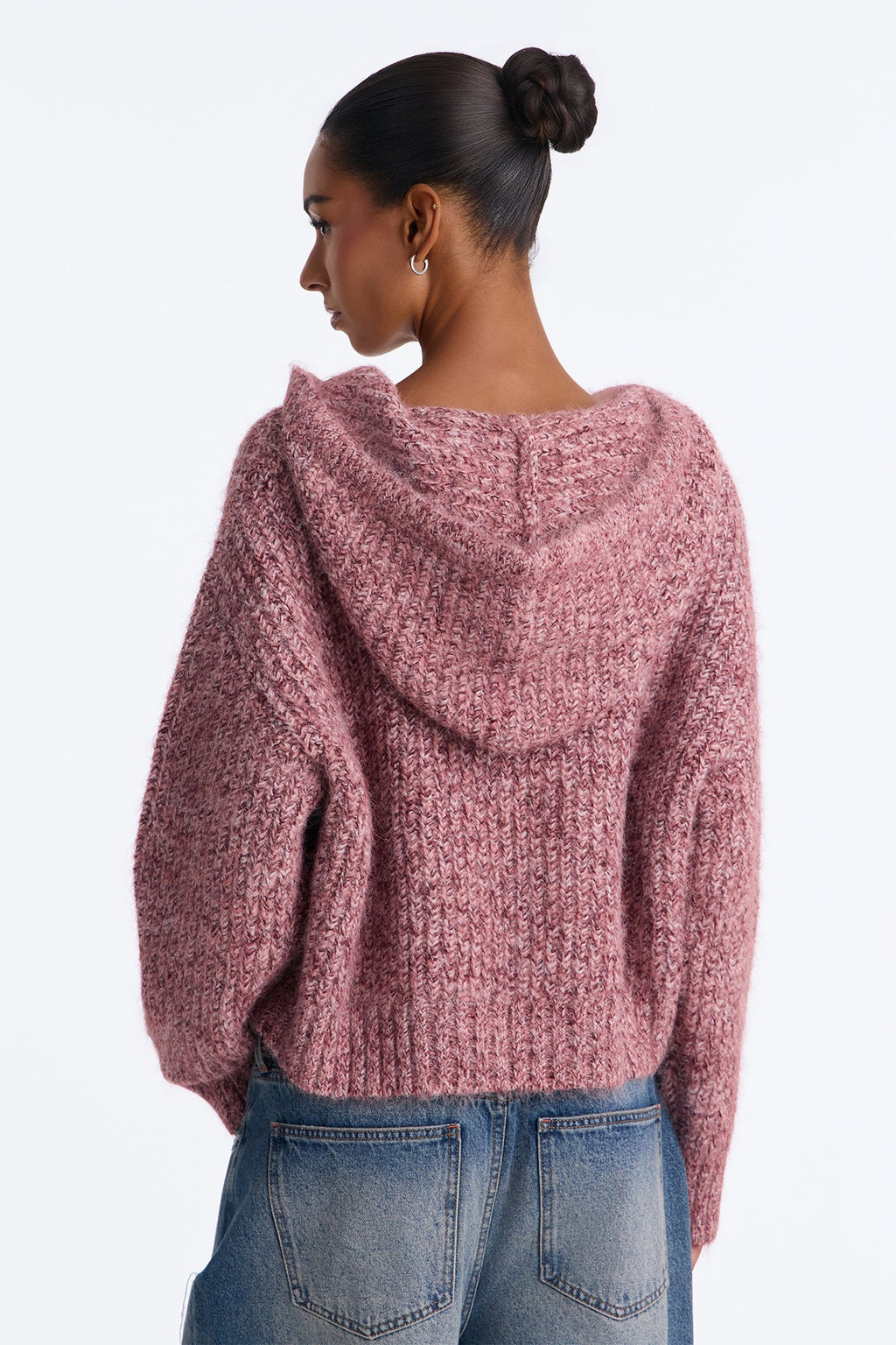 Shayleen Hooded Zip Up Sweater - Plum