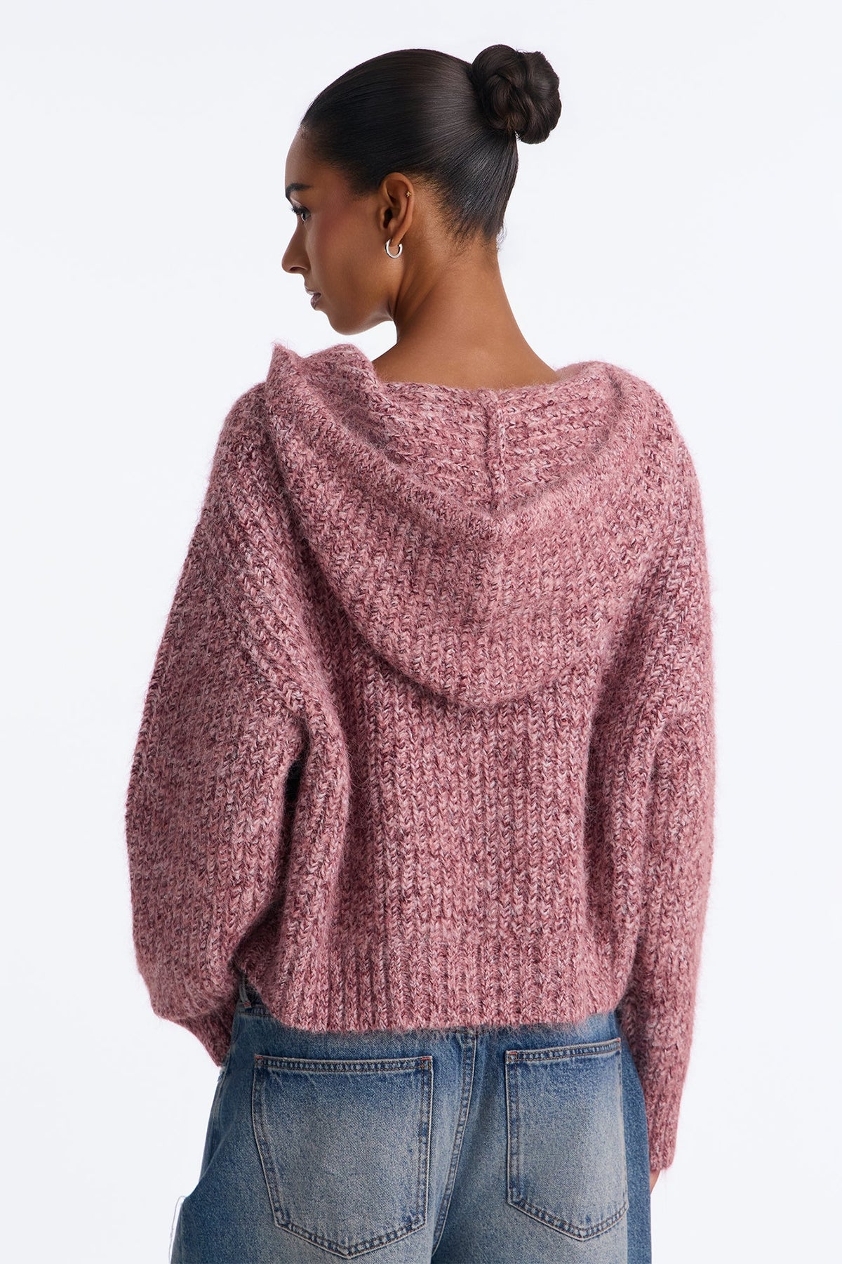 Shayleen Hooded Zip Up Sweater - Plum