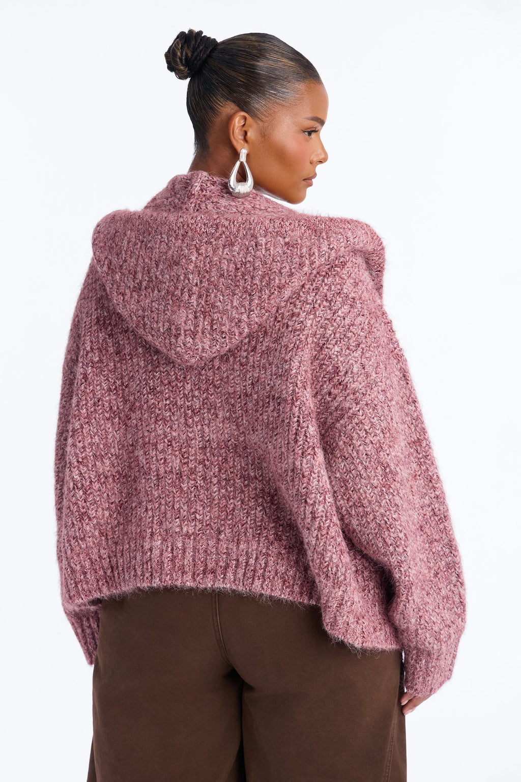 Shayleen Hooded Zip Up Sweater - Plum
