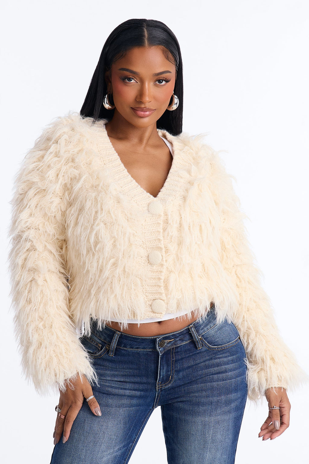 Soft Touch Fuzzy Cardigan - Ivory
