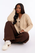 Penelope Cable Knit Cardigan - Stone