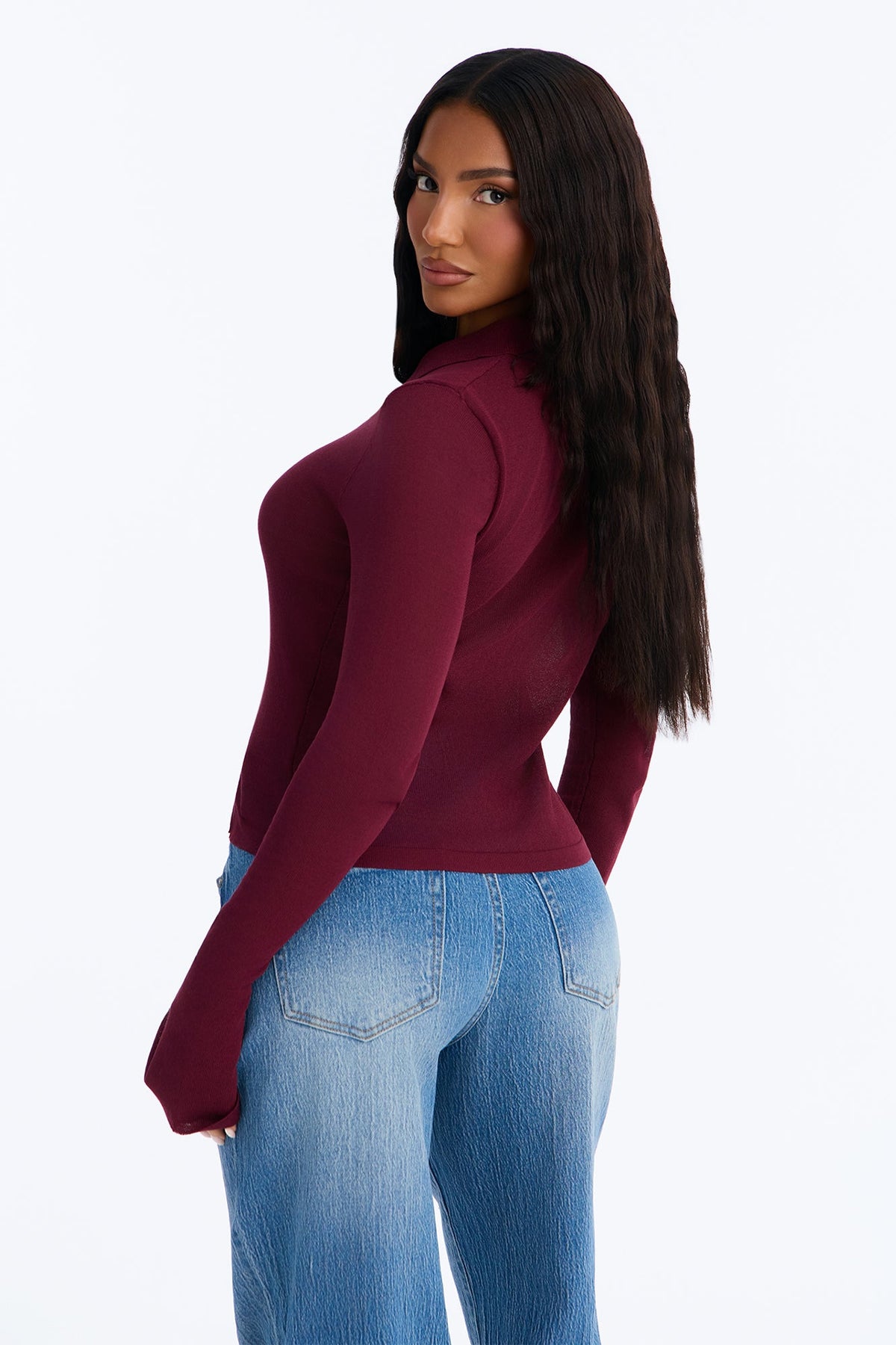 Syann Asymmetrical Button Up Cardigan - Burgundy