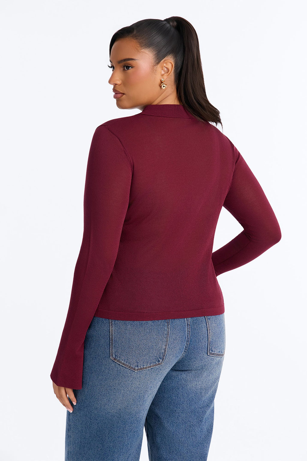 Syann Asymmetrical Button Up Cardigan - Burgundy
