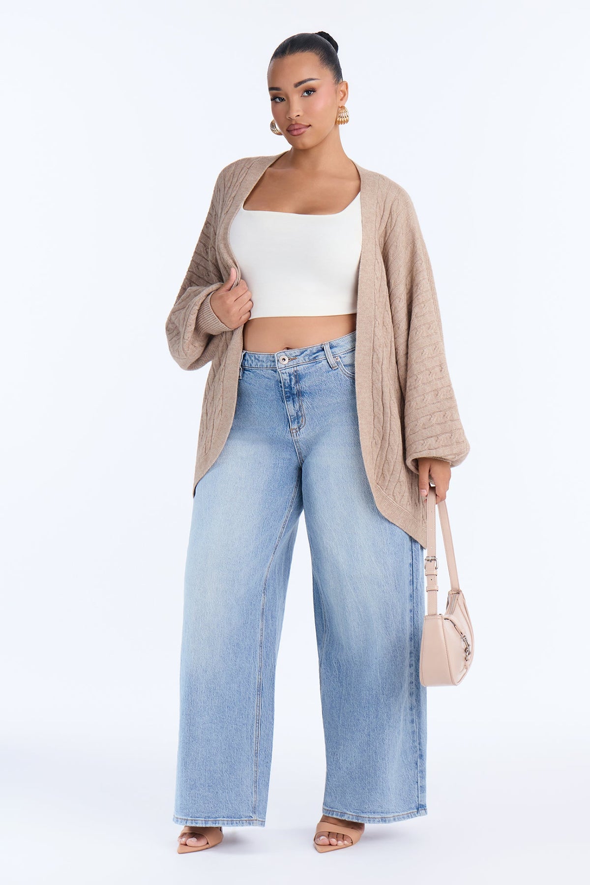 Windy Mood Open Front Cardigan - Taupe